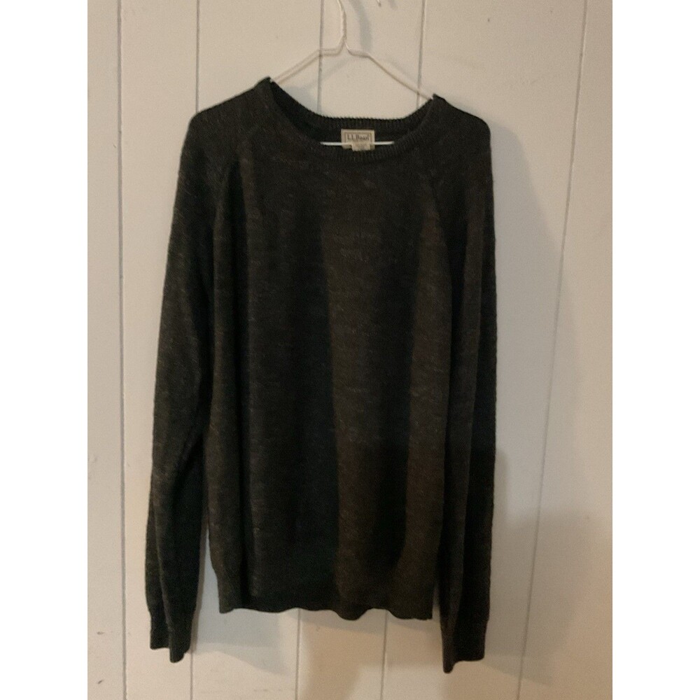 Men’s LL Bean Charcoal Crewneck Cotton Sweater Large